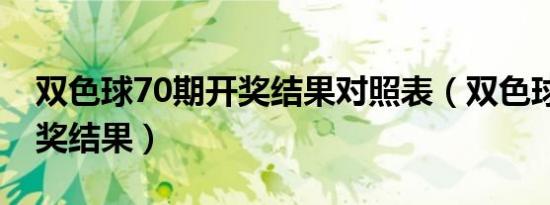 双色球70期开奖结果对照表（双色球70期开奖结果）