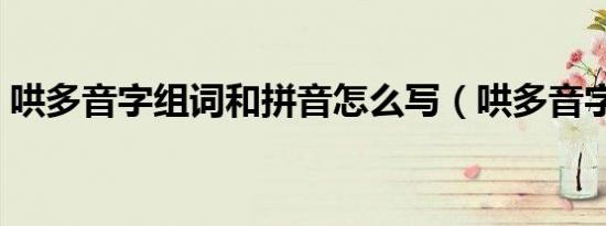 哄多音字组词和拼音怎么写（哄多音字组词）