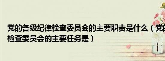 党的各级纪律检查委员会的主要职责是什么（党的各级纪律检查委员会的主要任务是）
