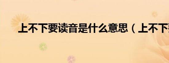 上不下要读音是什么意思（上不下要）
