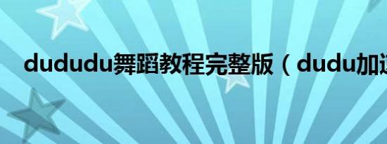 dududu舞蹈教程完整版（dudu加速器）