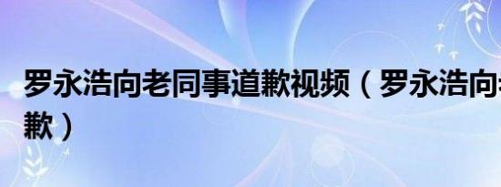 罗永浩向老同事道歉视频（罗永浩向老同事道歉）