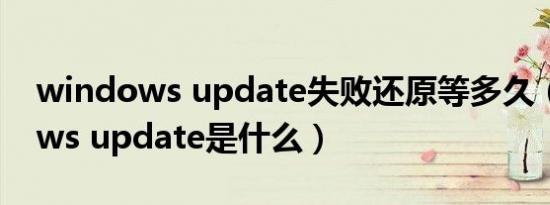 windows update失败还原等多久（windows update是什么）