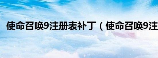 使命召唤9注册表补丁（使命召唤9注册表）
