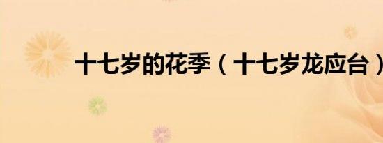 十七岁的花季（十七岁龙应台）