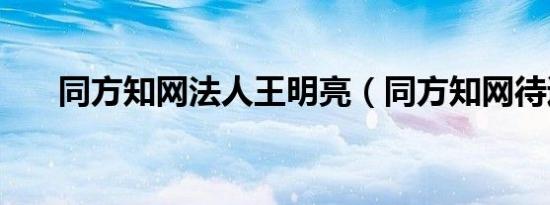 同方知网法人王明亮（同方知网待遇）