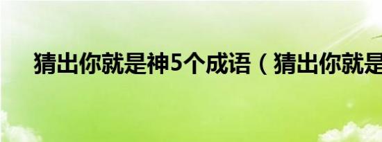 猜出你就是神5个成语（猜出你就是神）