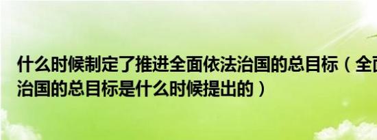 什么时候制定了推进全面依法治国的总目标（全面推进依法治国的总目标是什么时候提出的）