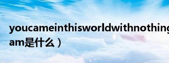 youcameinthisworldwithnothing（youcam是什么）