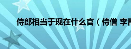 侍郎相当于现在什么官（侍僧 李青）