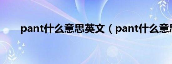 pant什么意思英文（pant什么意思）