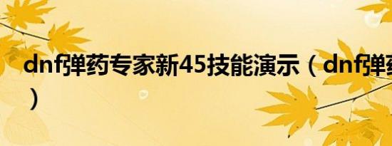 dnf弹药专家新45技能演示（dnf弹药专家吧）