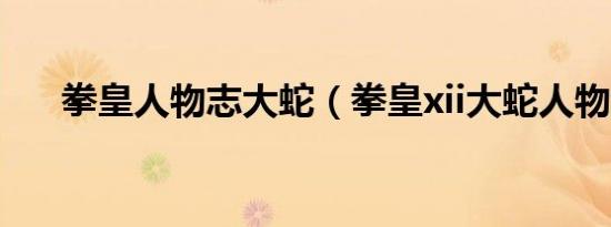 拳皇人物志大蛇（拳皇xii大蛇人物包）