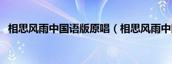 相思风雨中国语版原唱（相思风雨中国语）