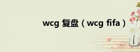 wcg 复盘（wcg fifa）