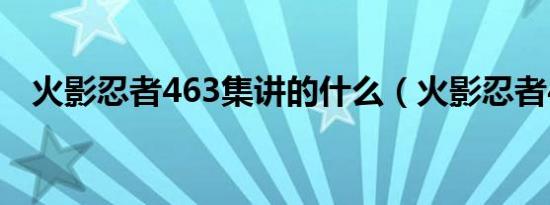 火影忍者463集讲的什么（火影忍者463）