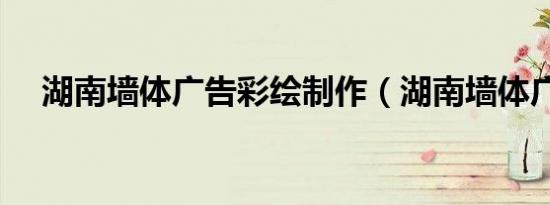 湖南墙体广告彩绘制作（湖南墙体广告）