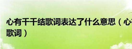 心有千千结歌词表达了什么意思（心有千千结歌词）