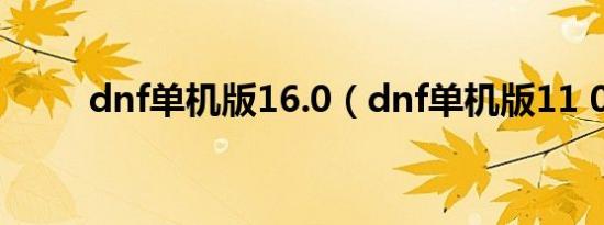 dnf单机版16.0（dnf单机版11 0）
