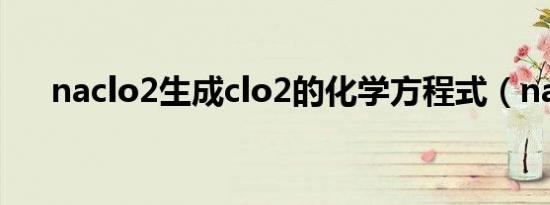naclo2生成clo2的化学方程式（nacl）