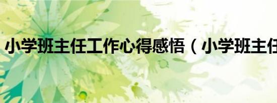 小学班主任工作心得感悟（小学班主任工作）