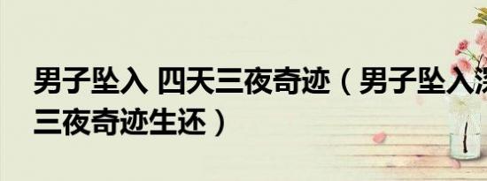 男子坠入 四天三夜奇迹（男子坠入深坑四天三夜奇迹生还）