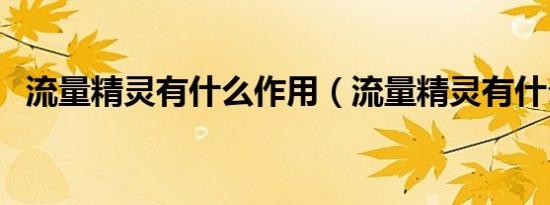 流量精灵有什么作用（流量精灵有什么用）