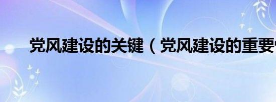 党风建设的关键（党风建设的重要性）