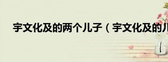 宇文化及的两个儿子（宇文化及的儿子）