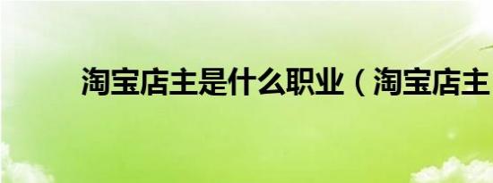 淘宝店主是什么职业（淘宝店主）