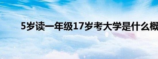 5岁读一年级17岁考大学是什么概念