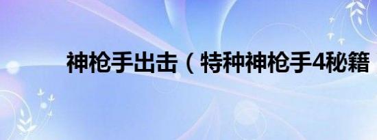 神枪手出击（特种神枪手4秘籍）