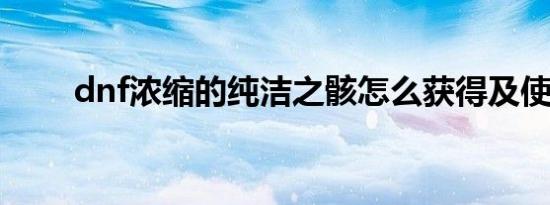 dnf浓缩的纯洁之骸怎么获得及使用