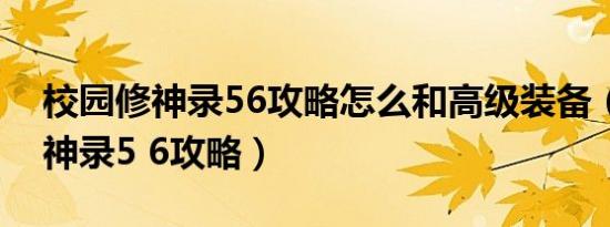 校园修神录56攻略怎么和高级装备（校园修神录5 6攻略）