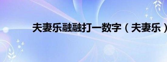 夫妻乐融融打一数字（夫妻乐）