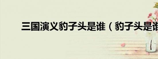 三国演义豹子头是谁（豹子头是谁）