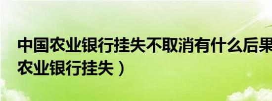 中国农业银行挂失不取消有什么后果?（中国农业银行挂失）