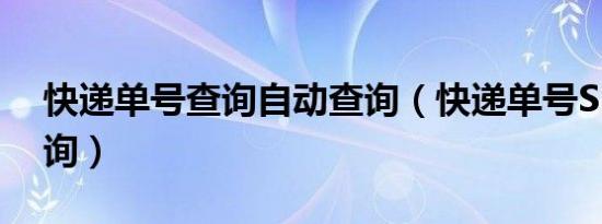 快递单号查询自动查询（快递单号SF开头查询）