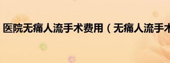 医院无痛人流手术费用（无痛人流手术费用）