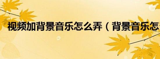 视频加背景音乐怎么弄（背景音乐怎么弄）