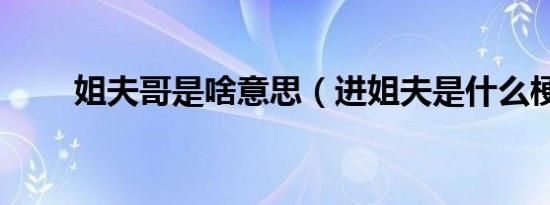 姐夫哥是啥意思（进姐夫是什么梗）