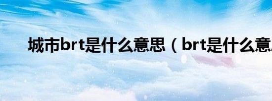 城市brt是什么意思（brt是什么意思）