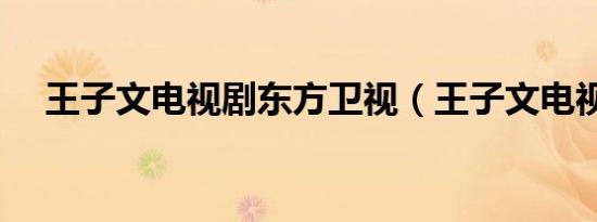 王子文电视剧东方卫视（王子文电视剧）