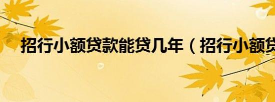 招行小额贷款能贷几年（招行小额贷款）