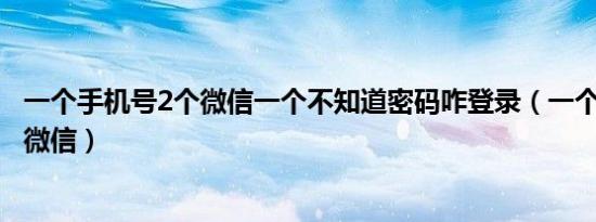 一个手机号2个微信一个不知道密码咋登录（一个手机号2个微信）