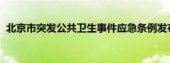 北京市突发公共卫生事件应急条例发布时间