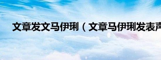 文章发文马伊琍（文章马伊琍发表声明）