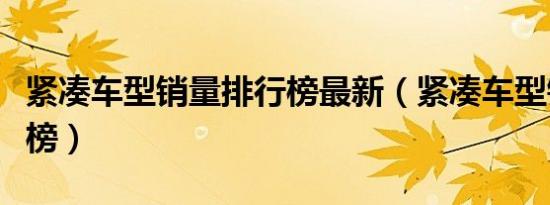 紧凑车型销量排行榜最新（紧凑车型销量排行榜）