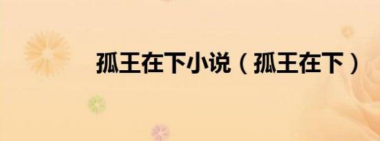 孤王在下小说（孤王在下）