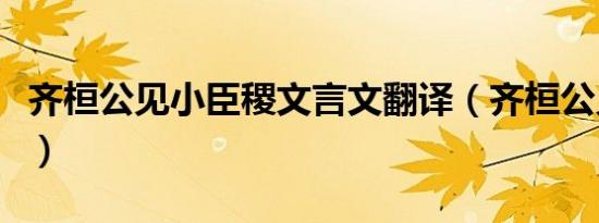 齐桓公见小臣稷文言文翻译（齐桓公见小臣稷）